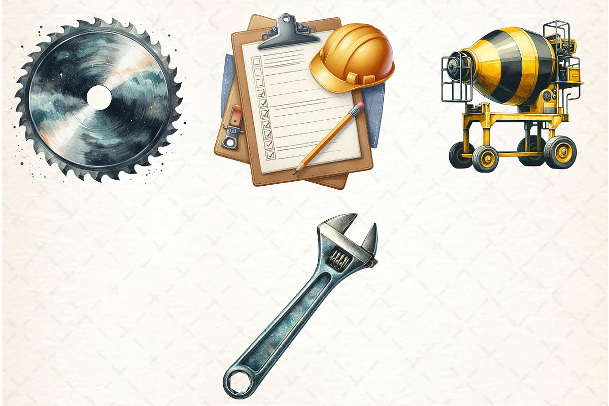 Watercolor Construction Clipart, an Illustration by Libby Wishes (Photo 5 of 7)
