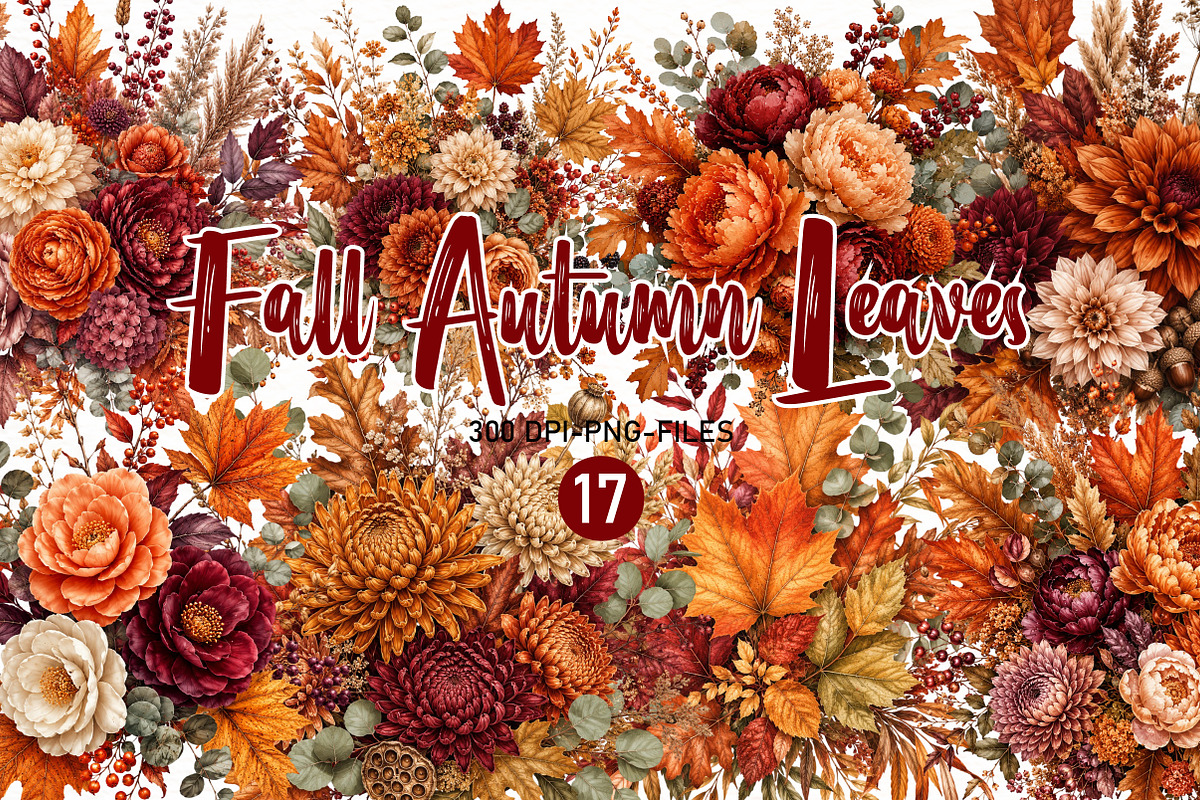 Watercolor Fall Leaves Clipart, a Seasonal Illustration by Designworld (Photo 1 of 4)