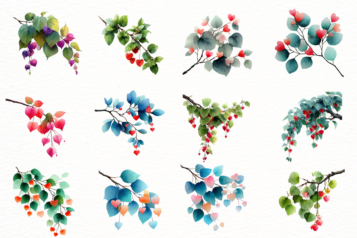 Watercolor Heart Branches Clipart, an Illustration by Designworld (Photo 5 of 5)