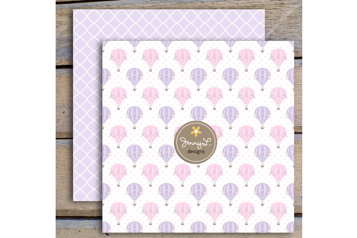 Pastel Hot Air Balloon Digital Paper, a Pattern Graphic by JennyL Designs (Photo 4 of 4)
