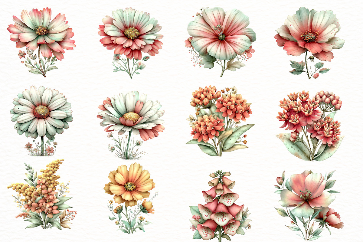Whimsical wildflower Clipart, an Illustration by Designworld (Photo 3 of 8)