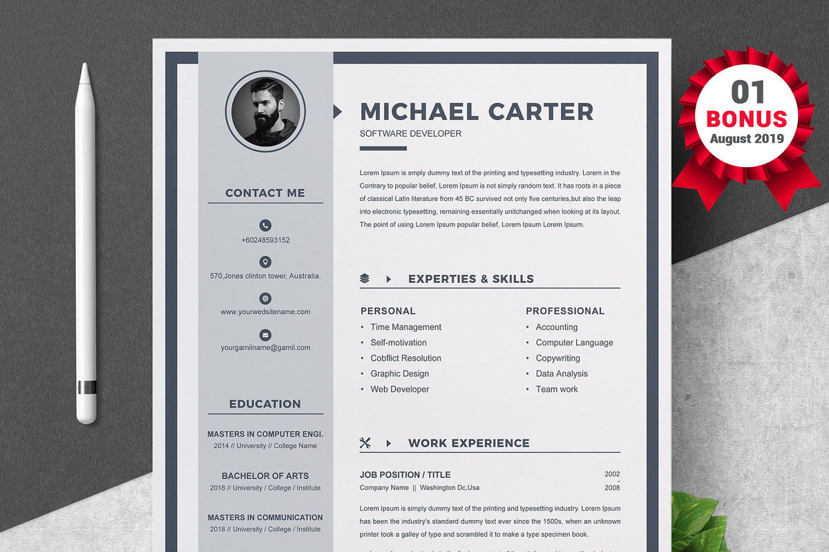 Resume/CV Bundle | 200+ for $29, a Resume Template by ResumeInventor (Photo 68 of 207)