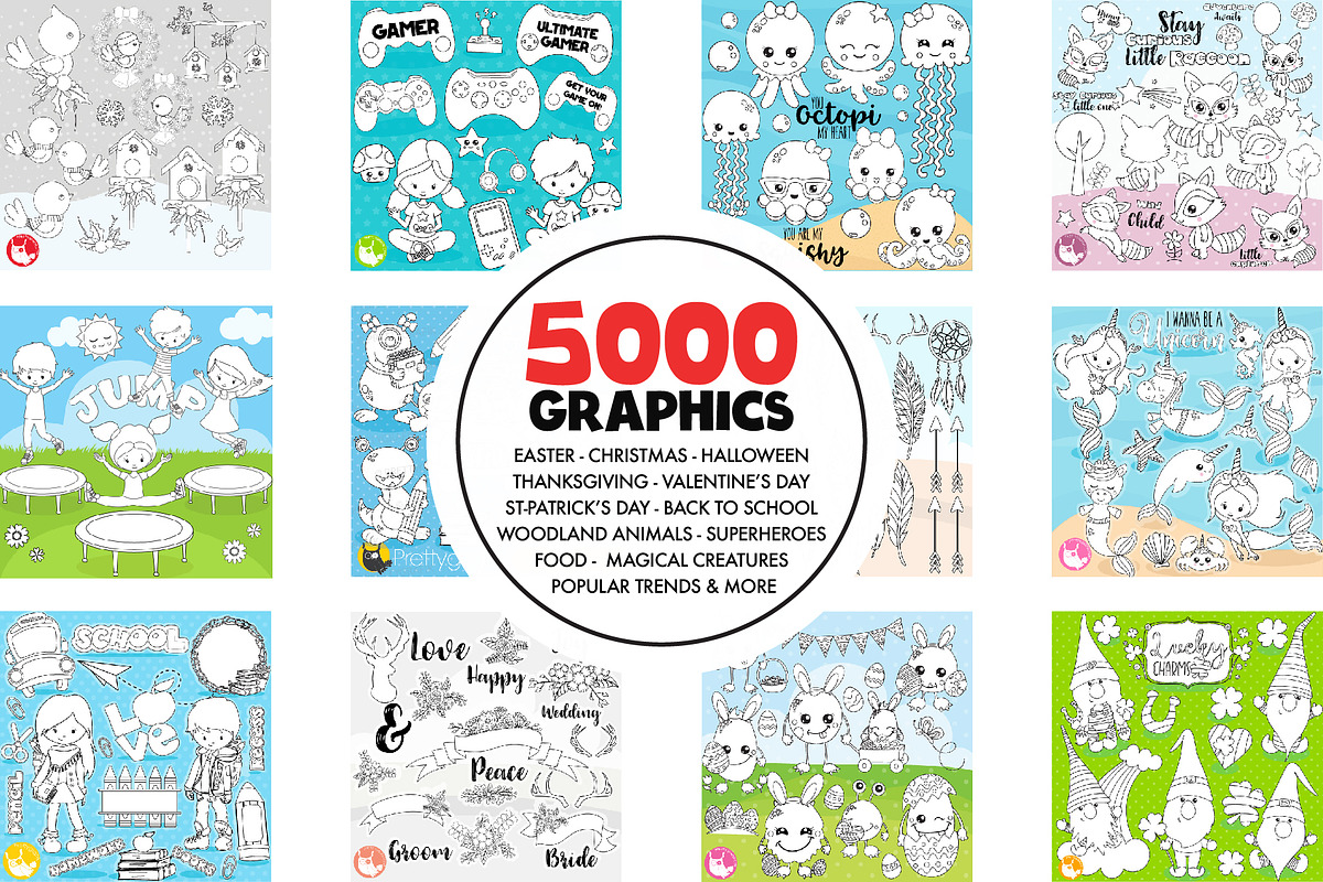 5000 in 1 - Black lines Mega Bundle, an Illustration by PrettyBundles (Photo 4 of 27)