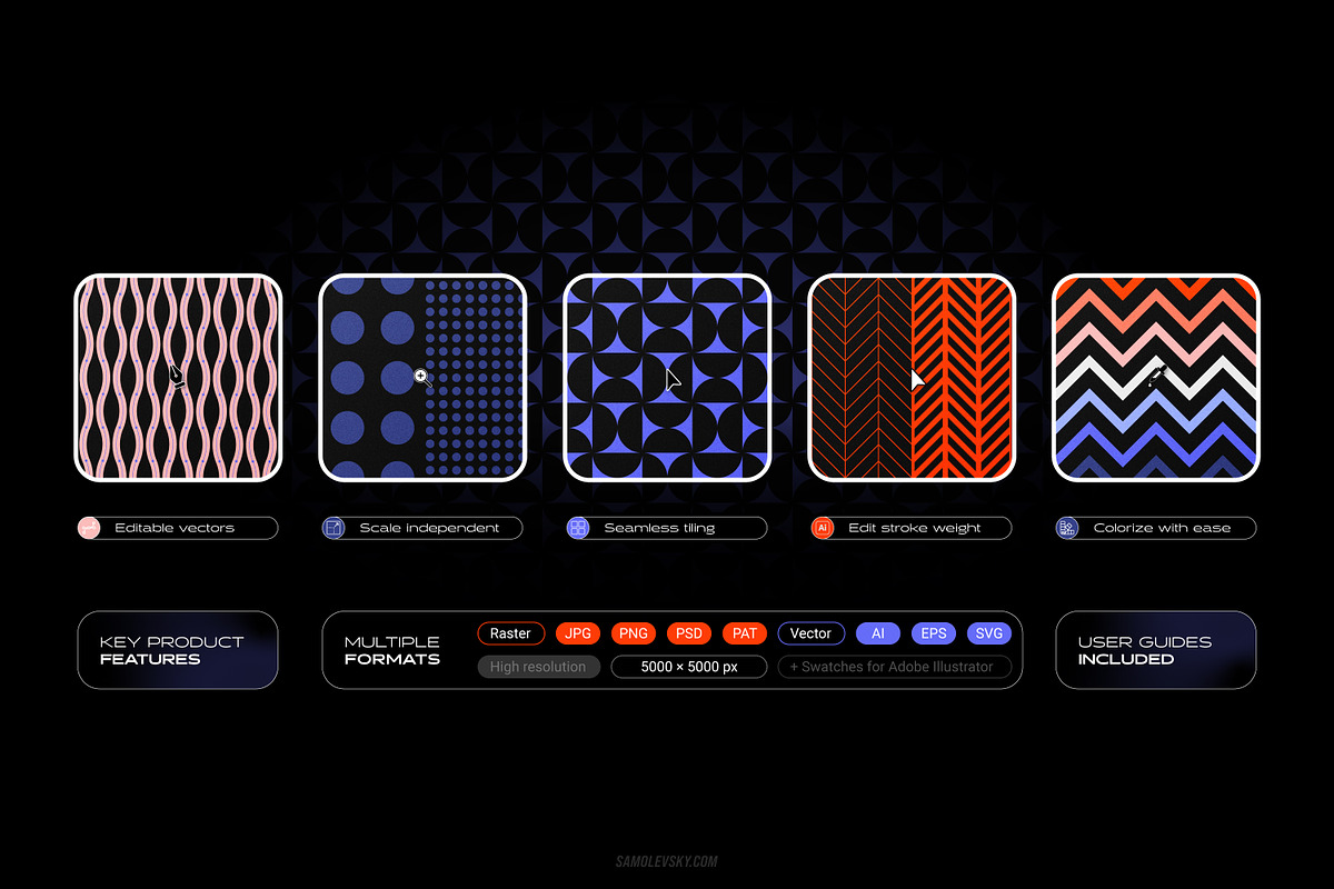 Vibrant Geometric Seamless Patterns Collection