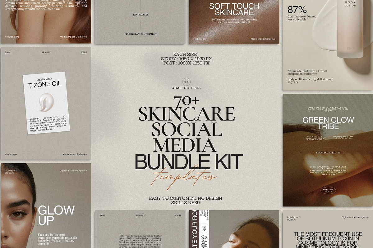 Skincare Instagram Template Pack