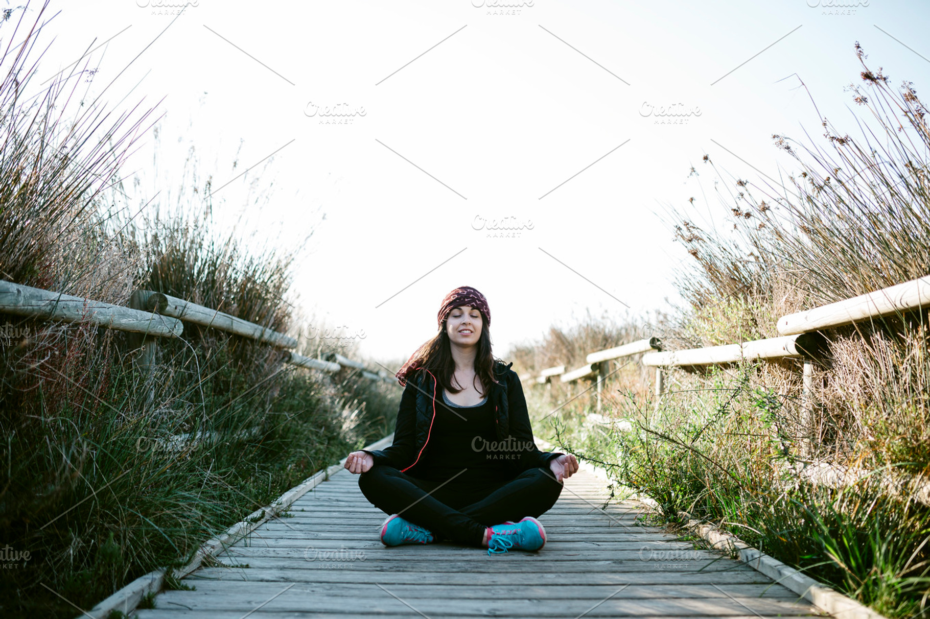 woman doing yoga, a Photo by fotopitu