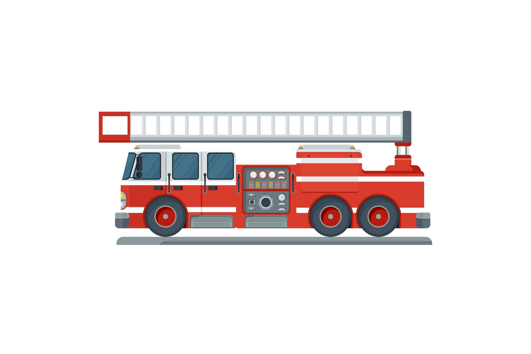red fire engine, a Transportation Illustration by Quarta