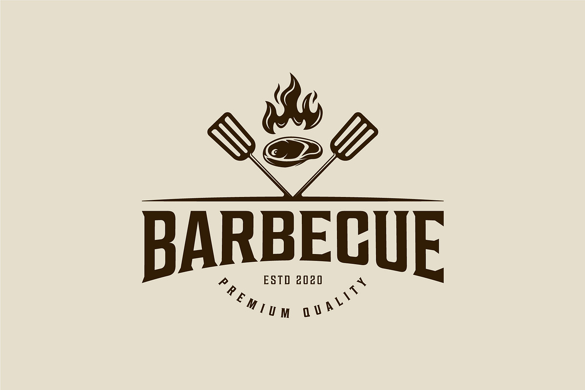 barbecue logo vintage vector design, a Branding & Logo Template by zyxroun shop