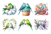 Watercolor Parakeet Couple Clipart, an Illustration by Daily.Designs (Thumbnail 4 of 5)