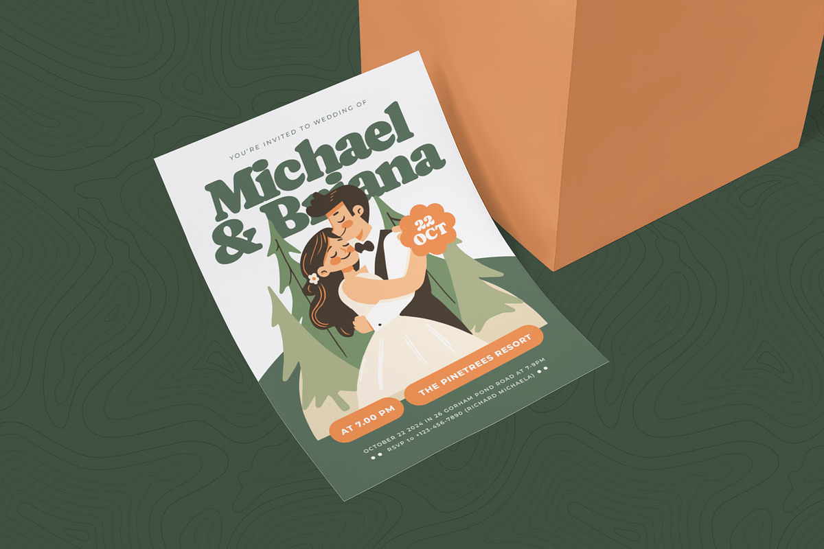 Pine Wedding Invitation, an Invitation Template by Esensifiksi.studio (Photo 2 of 2)