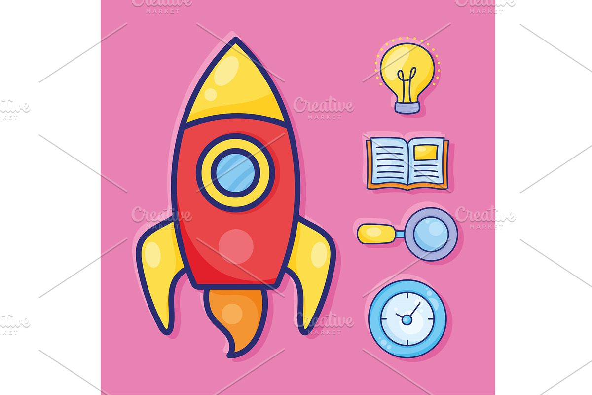 five learning education icons, an Object Illustration by studiogstock