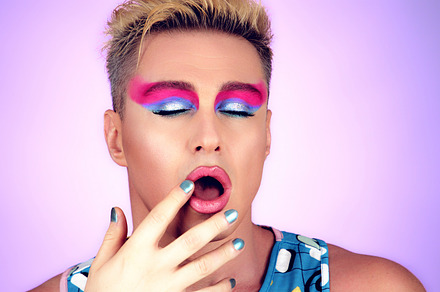 Beauty Fashion man guy with Bright Makeup, lgbtq