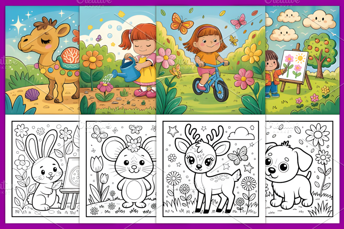 Floral Doodle Spring Coloring Pages, a Decorative Illustration by Coco Bloom (Photo 4 of 5)