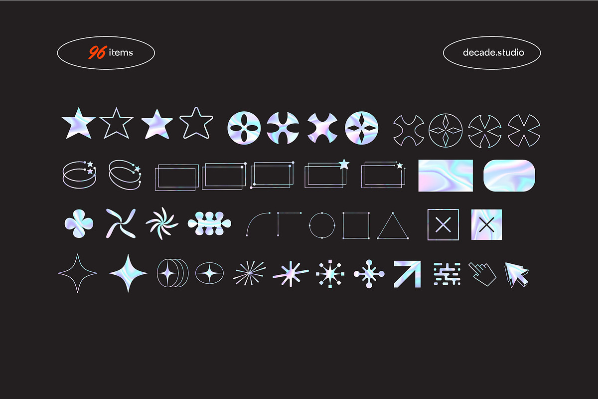 Holographic Chrome Shape Elements, an Object Graphic by Decade Studio (Photo 3 of 4)