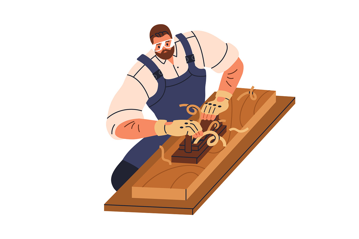 Workers, carpenters do woodwork set, a Work Illustration by Good Studio (Photo 2 of 11)