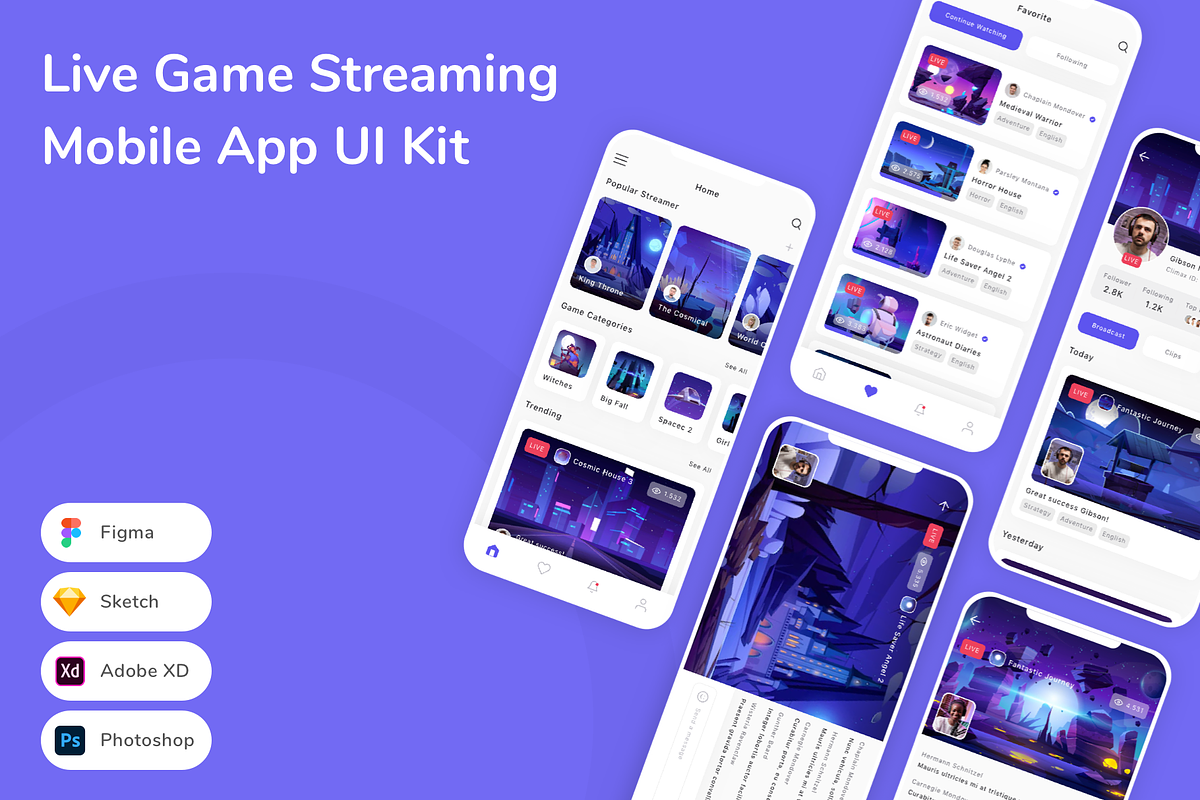 Live Game Streaming App UI Kit, an UI Kit Template by Betush