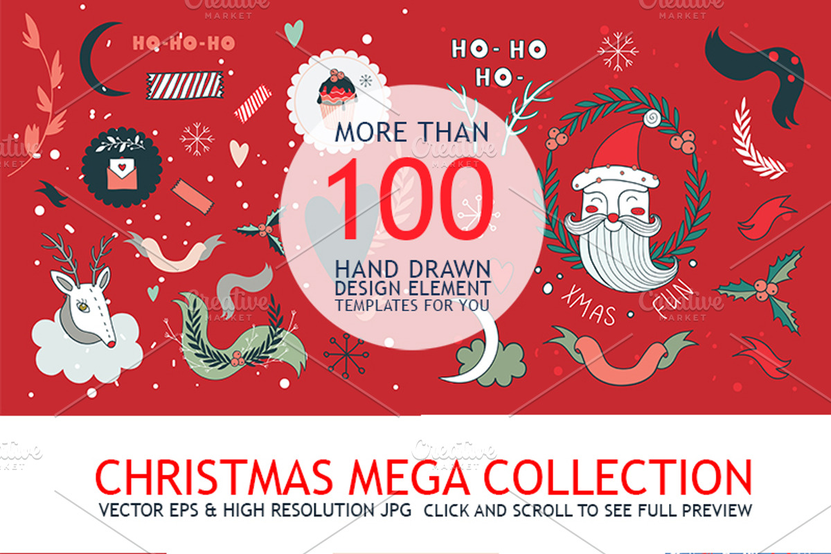 Christmas Mega Collection Hand Drawn, an Illustration by Anttoniu (Photo 1 of 5)