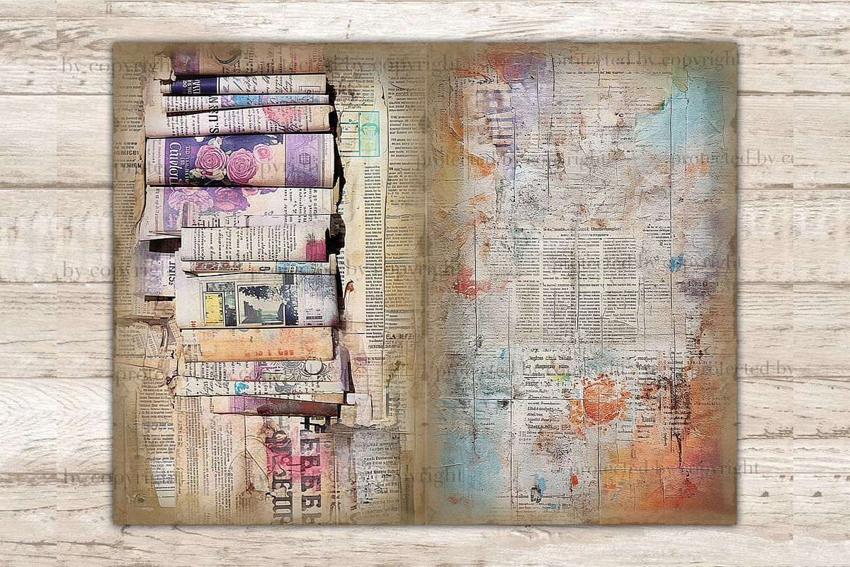 Newspaper Journal Card, a Decorative Illustration by GlamArtZhanna (Photo 3 of 9)