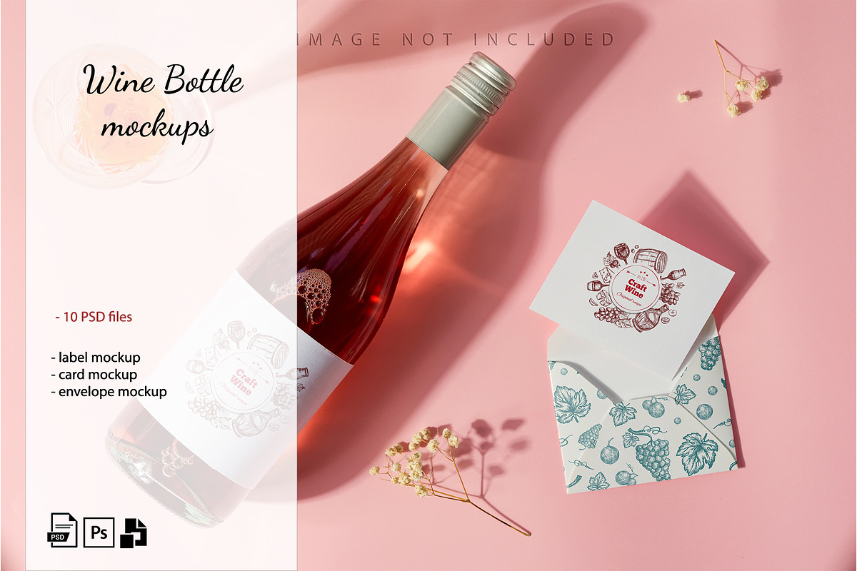 Wine Bottle Mockup Set 2, a Cups & Container Mockup by YuMyart (Photo 1 of 7)