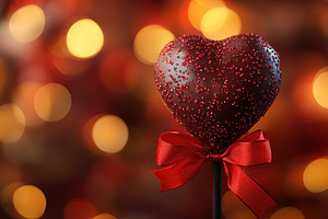 Chocolate heart shaped on lights background, a Food & Drink Photo by AlyaAnd
