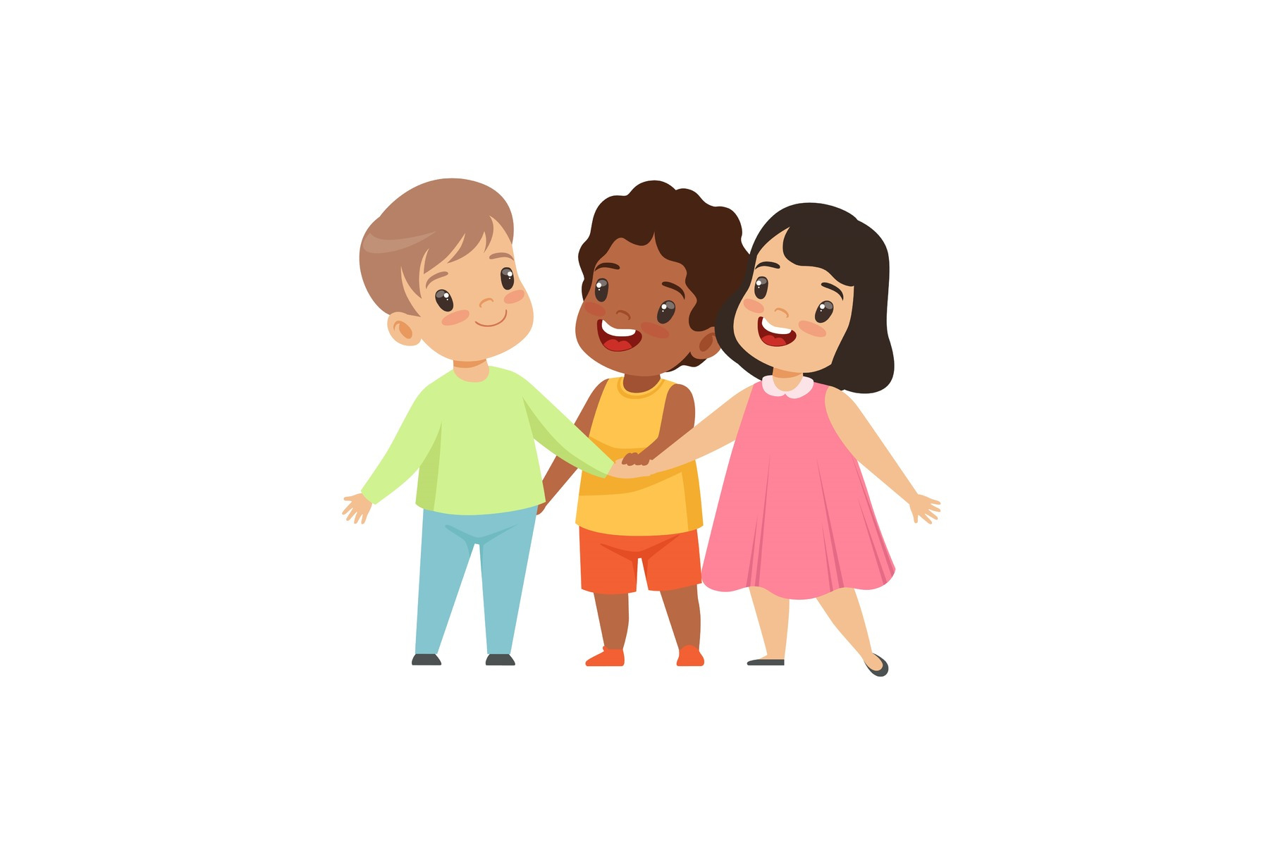 Multicultural little kids standing, an Education Illustration by TopVectors