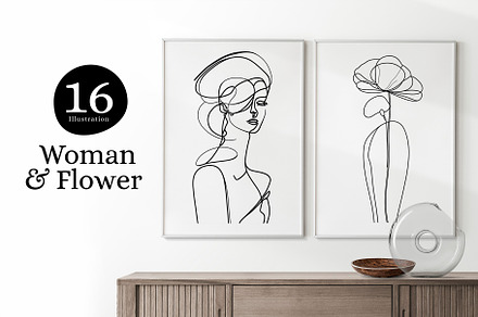 One Line Woman Flower Illustration, a Person Illustration by Vibrand Studio