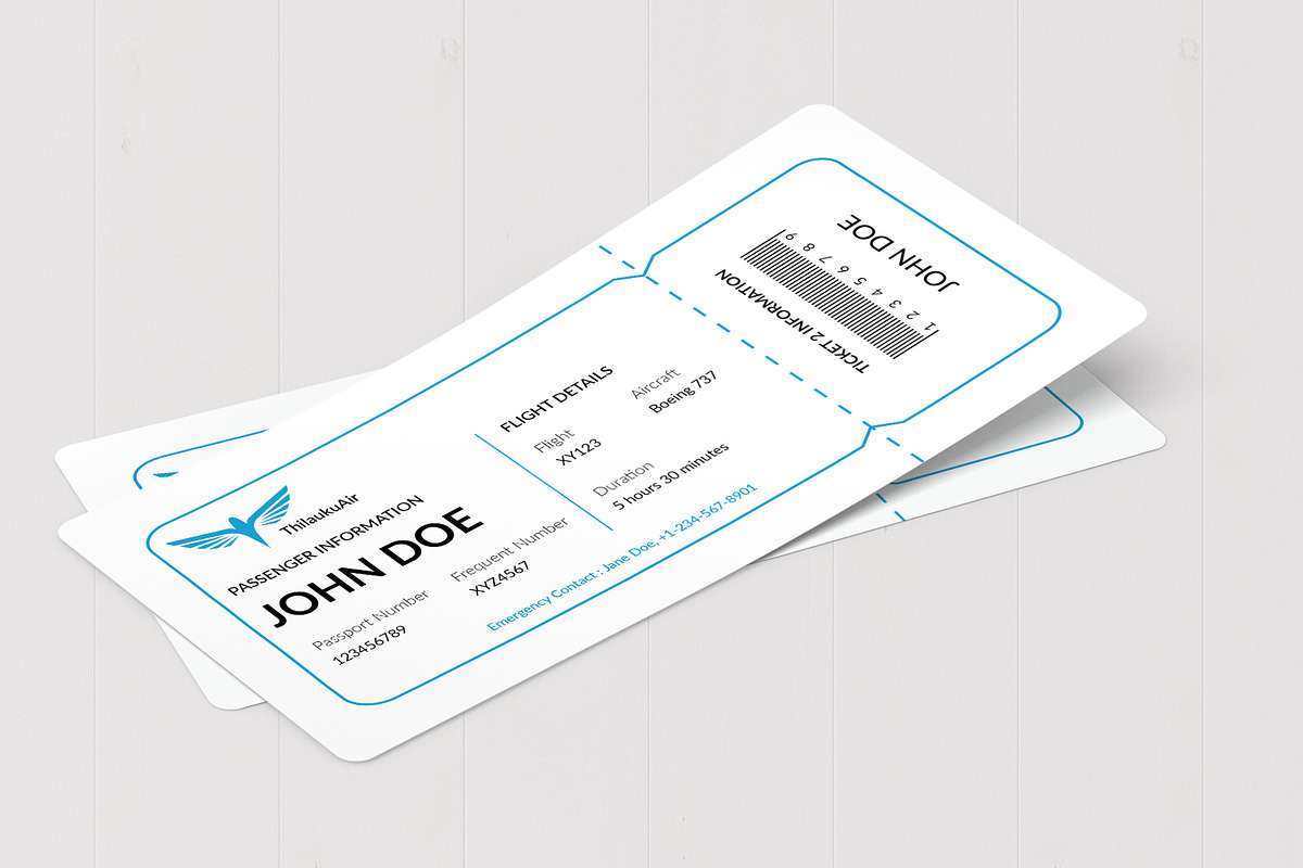 Flight Ticket Template, a Stationery Template by MightyDesign (Photo 3 of 6)