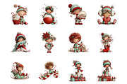 Whimsical Christmas Elf Girl Clipart, a Seasonal Illustration by fashionaddict (Thumbnail 3 of 7)