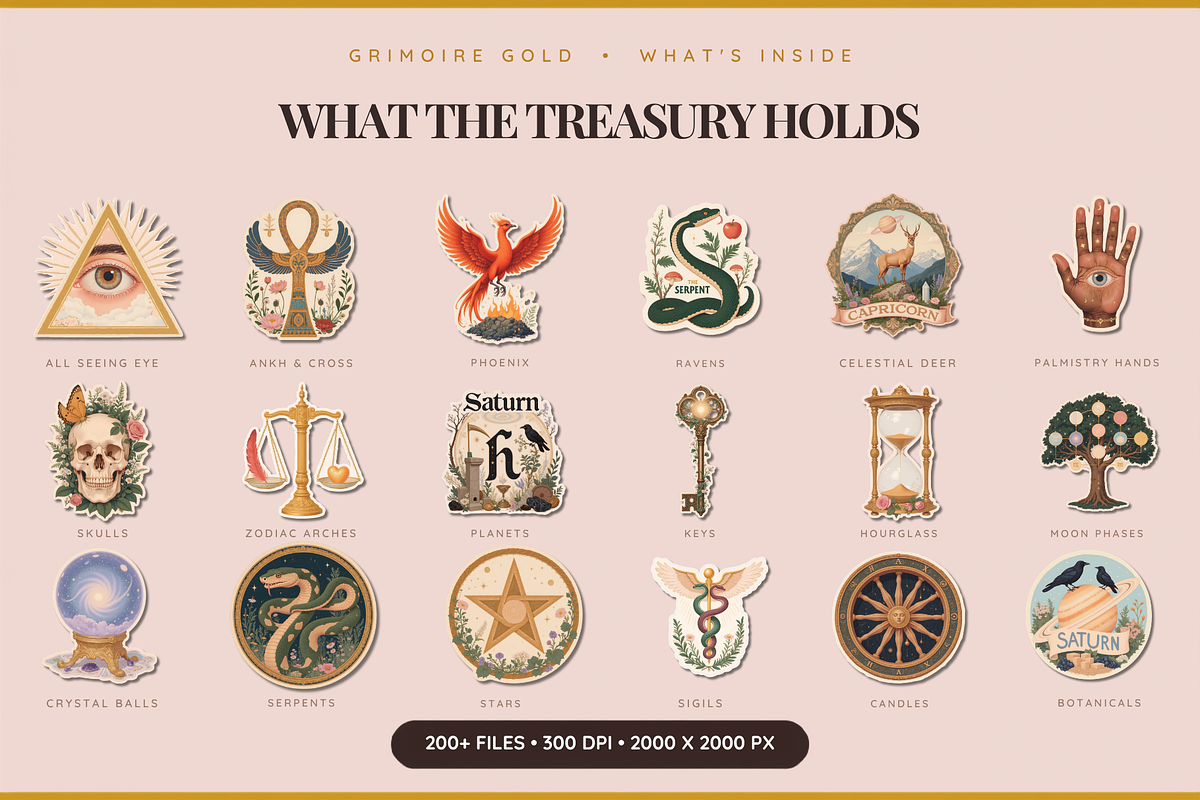 Grimoire Gold Occult Clipart Set, an Object Graphic by Jakayla Digital Co (Photo 3 of 14)