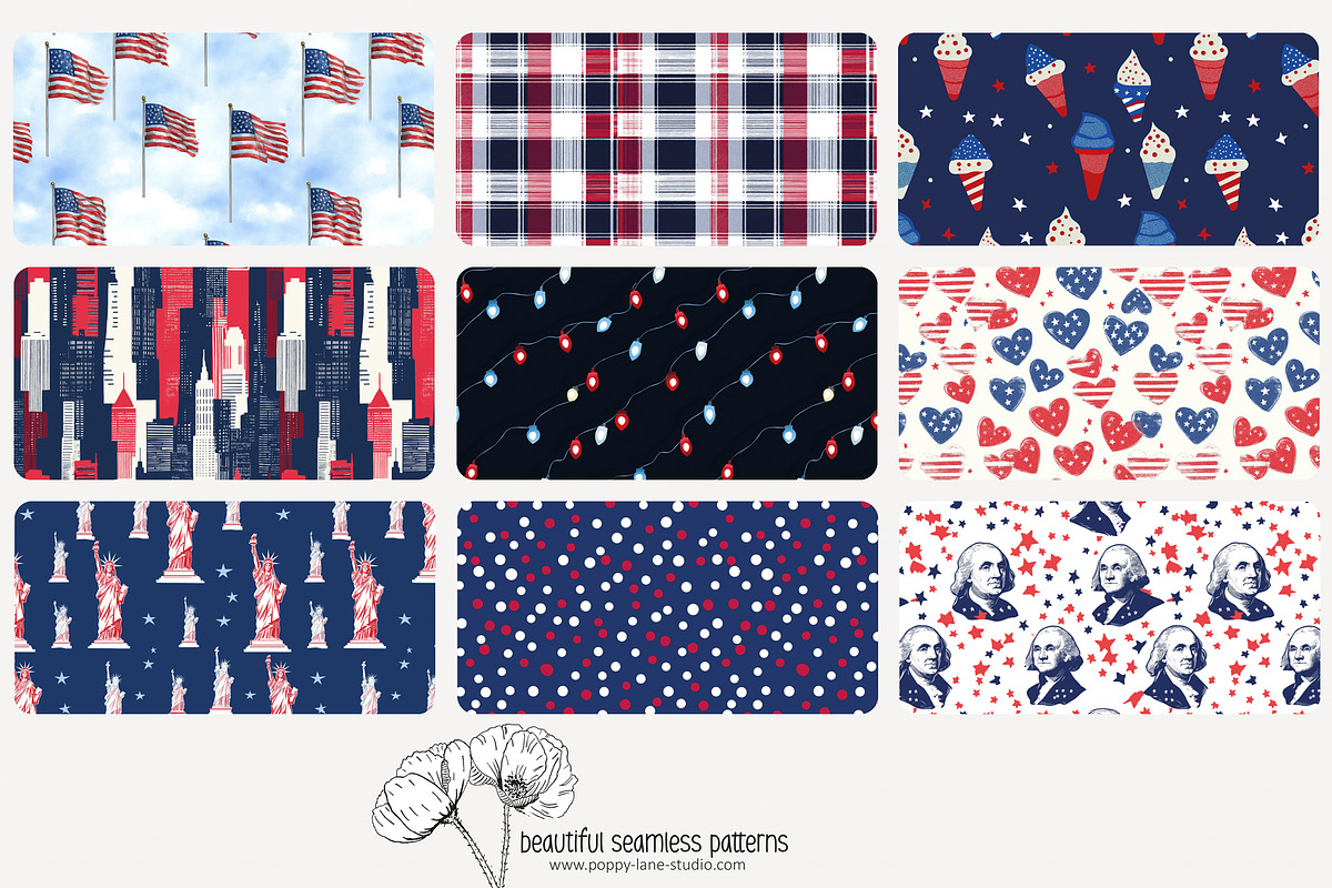 80 Independence Day seamless pattern, a Pattern Graphic by Poppy Lane Studio (Photo 2 of 11)