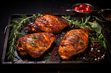 Juicy marinate grilled healthy chick, a Background Photo by Pixeness