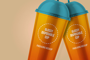 Glossy Disposable Cup Mockup