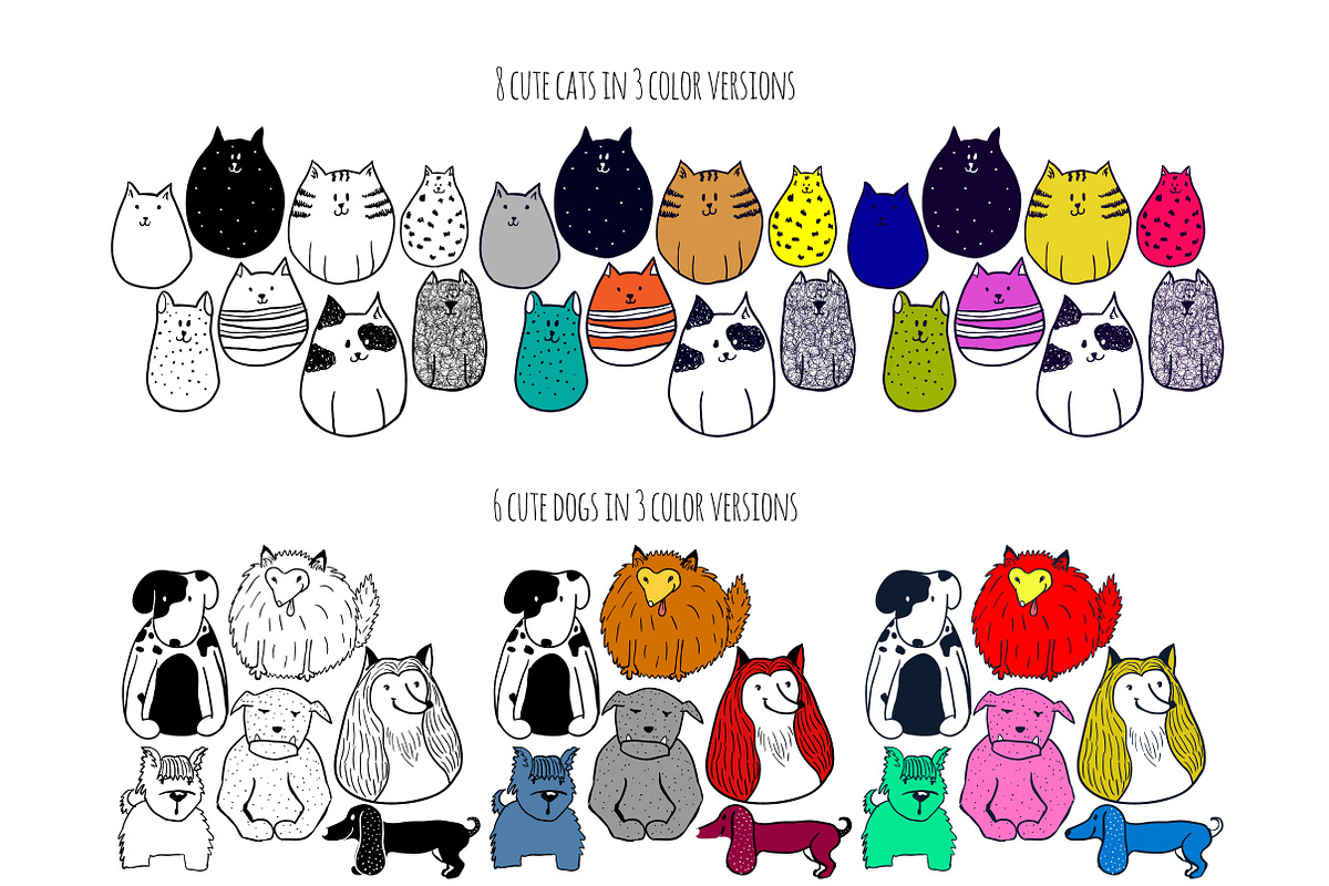 Cute doodle animals set, an Animal Illustration by AnastasiaFears (Photo 2 of 5)