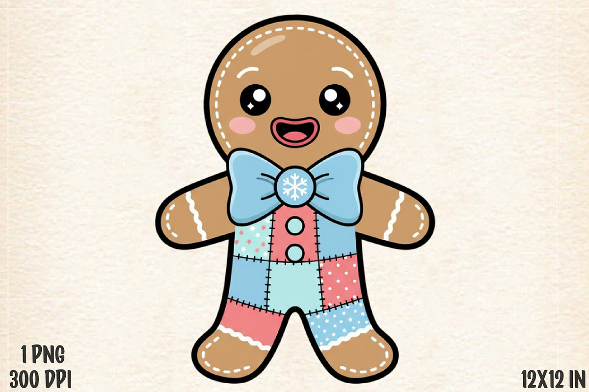 Christmas Gingerbread Man Patchwork, an Illustration by Designworld (Photo 1 of 5)