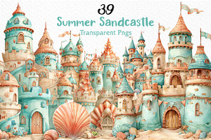 Whimsical Summer Sandcastle Clipart, an Illustration by Craft Nest