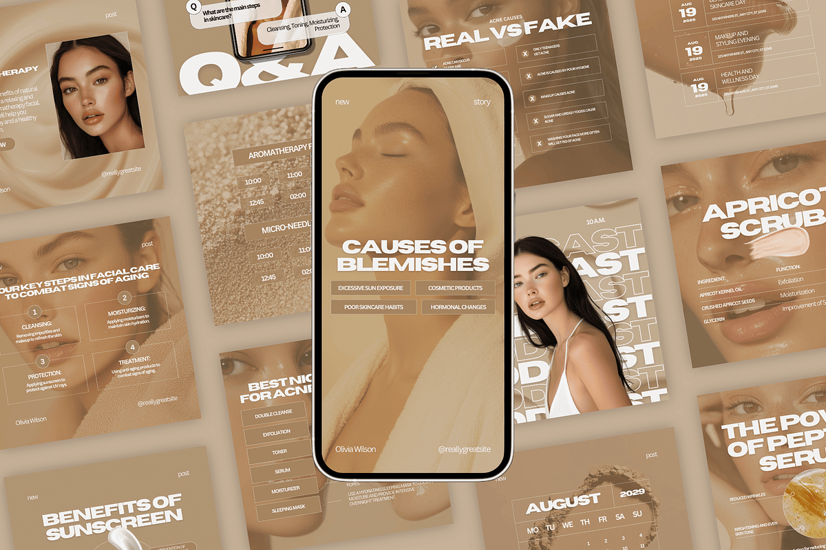 Aesthetic Skincare Insta Templates, a Social Media Template by Xenié Creative (Photo 1 of 10)