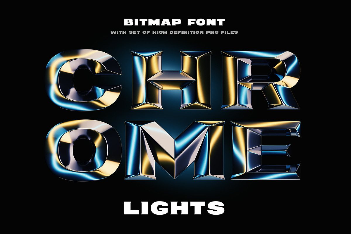 Chrome Lights - Bitmap Color Font, a Serif Font by Gleb Guralnyk (Photo 1 of 5)