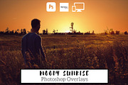 Moody Sunrise Photoshop Overlays, a Background Graphic by Prestige Photography (Thumbnail 1 of 10)