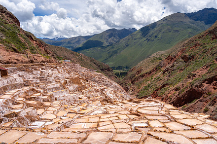 Salt terraces at Salinas de Maras in the Sacred Valley, Peru