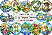 Frog Enjoying Summer Stained Glass, an Illustration by Craft Nest (Thumbnail 1 of 6)