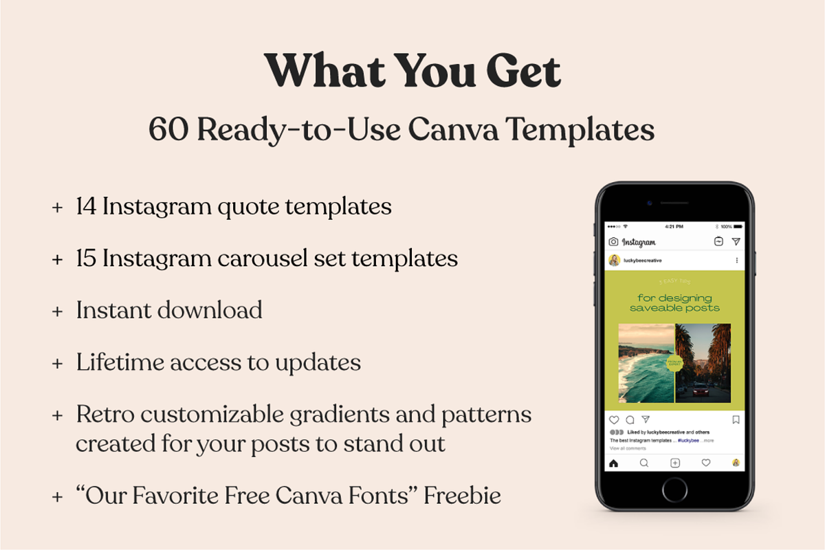 60 Retro Instagram Post Templates, a Social Media Template by Lucky Bee Creative Studio (Photo 2 of 12)