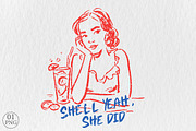 Shell Yeah, She Did! Sassy Swimsuit, an Illustration by Libby Wishes (Thumbnail 1 of 5)