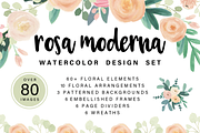 Rosa Moderna: Watercolor Floral Set, an Illustration by Aesthetic Printables (Thumbnail 1 of 7)