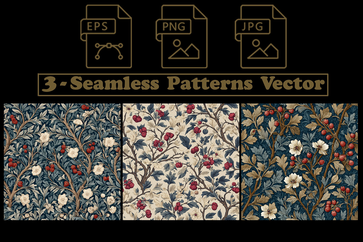 Blackthorn Vines – 3 Seamless Vector, a Pattern Graphic by one-touch (Photo 2 of 10)