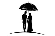 50 Couple Umbrella Silhouette Bundle, an Illustration by Designs_River (Thumbnail 13 of 51)