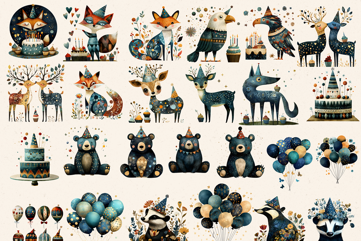 FOLK WOODLAND PARTY CLIPART, an Animal Illustration by Daring Digies (Photo 5 of 9)