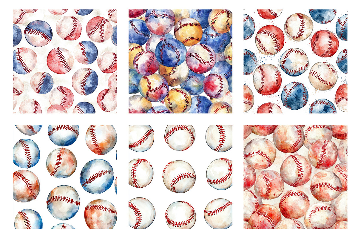 Baseball Seamless Pattern, an Illustration by SinaCreation (Photo 2 of 5)