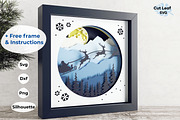 Santa Sleigh SVG 3d Shadow box, a Seasonal Illustration by CutLeafSvg (Thumbnail 1 of 6)