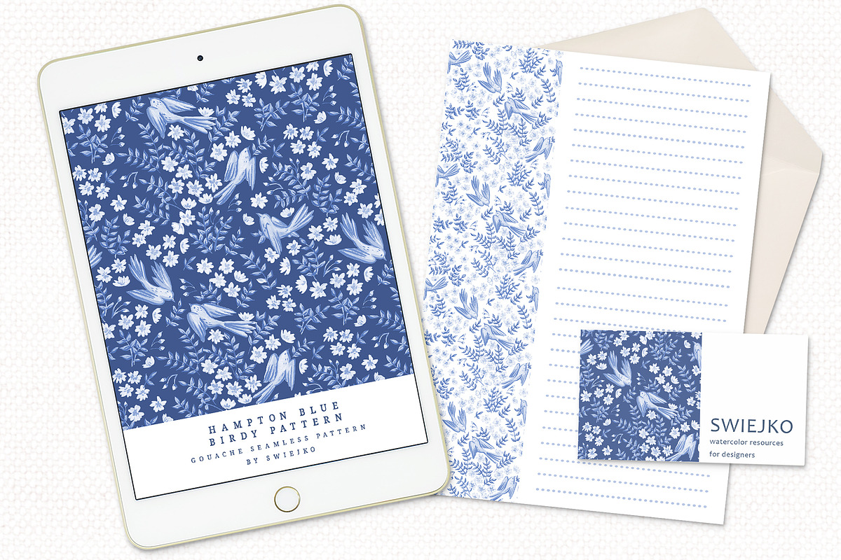 Hampton Blue Birdy Pattern, seamless, a Pattern Graphic by swiejko (Photo 9 of 9)