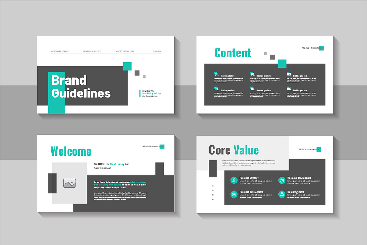 Clean brand guideline pitch deck, a Presentation Template by Pavel_design (Photo 2 of 4)